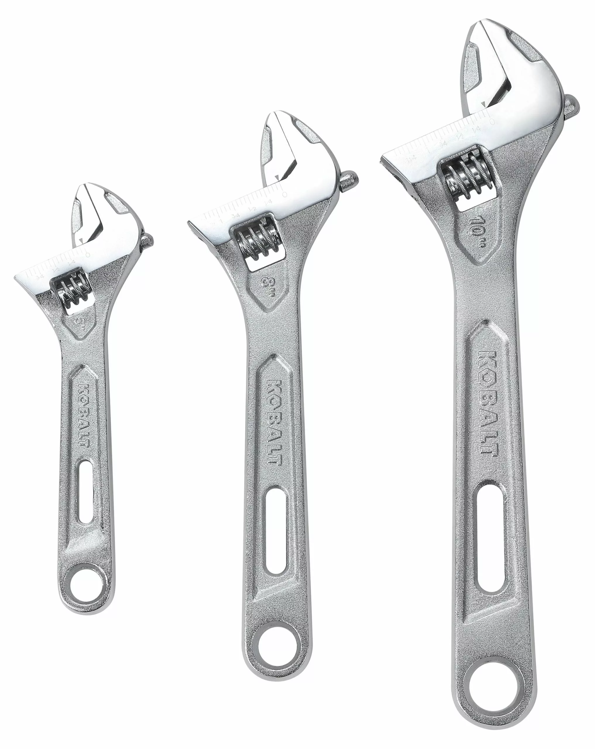 Kobalt 3-Piece Chrome Vanadium Steel Adjustable Wrench Set - Hand Tools