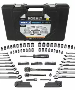 Kobalt Universal 115-Piece Standard (SAE) and Metric Combination Matte Mechanics Tool Set (1/4-in; 3/8-in) - Hand Tools