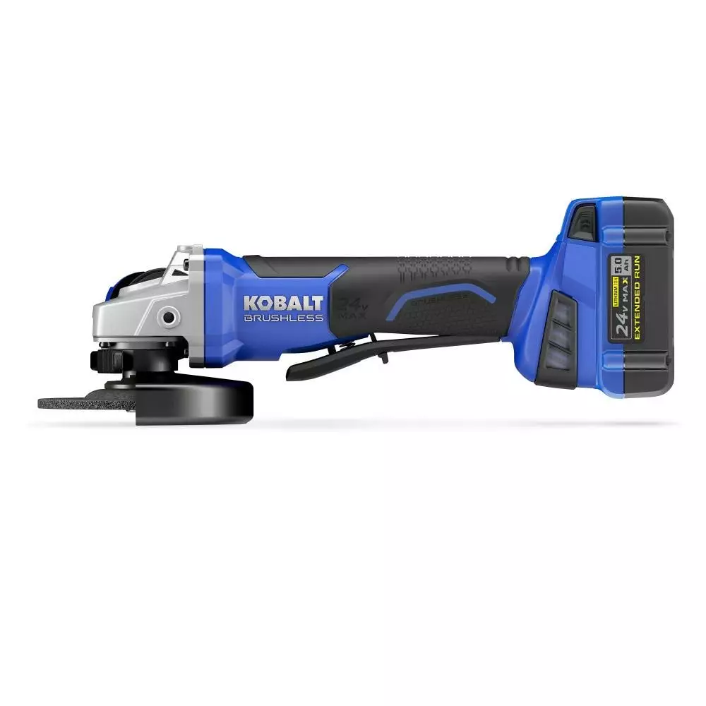 Kobalt 5-in 24-Volt Max Paddle Switch Brushless Cordless Angle Grinder (1-Battery and charger Included) - Power Tools