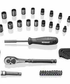Kobalt Universal 67-Piece Standard (SAE) and Metric Combination Matte Mechanics Tool Set (3/8-in) - Hand Tools