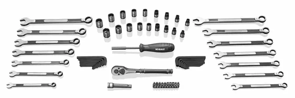 Kobalt Universal 67-Piece Standard (SAE) and Metric Combination Matte Mechanics Tool Set (3/8-in) - Hand Tools