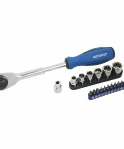 Kobalt 20-Piece Standard (SAE) and Metric Combination Polished Chrome Mechanics Tool Set (3/8-in) - Hand Tools