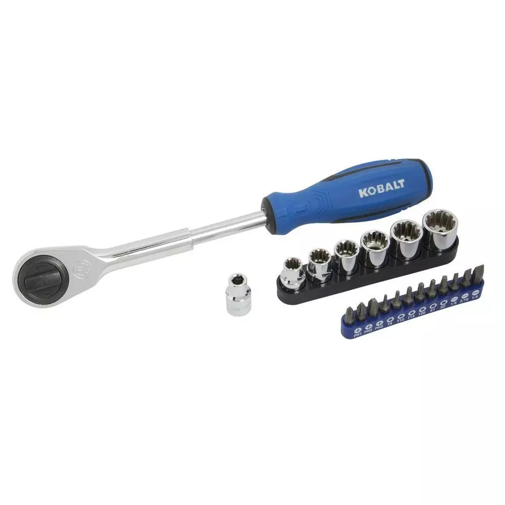 Kobalt 20-Piece Standard (SAE) and Metric Combination Polished Chrome Mechanics Tool Set (3/8-in) - Hand Tools