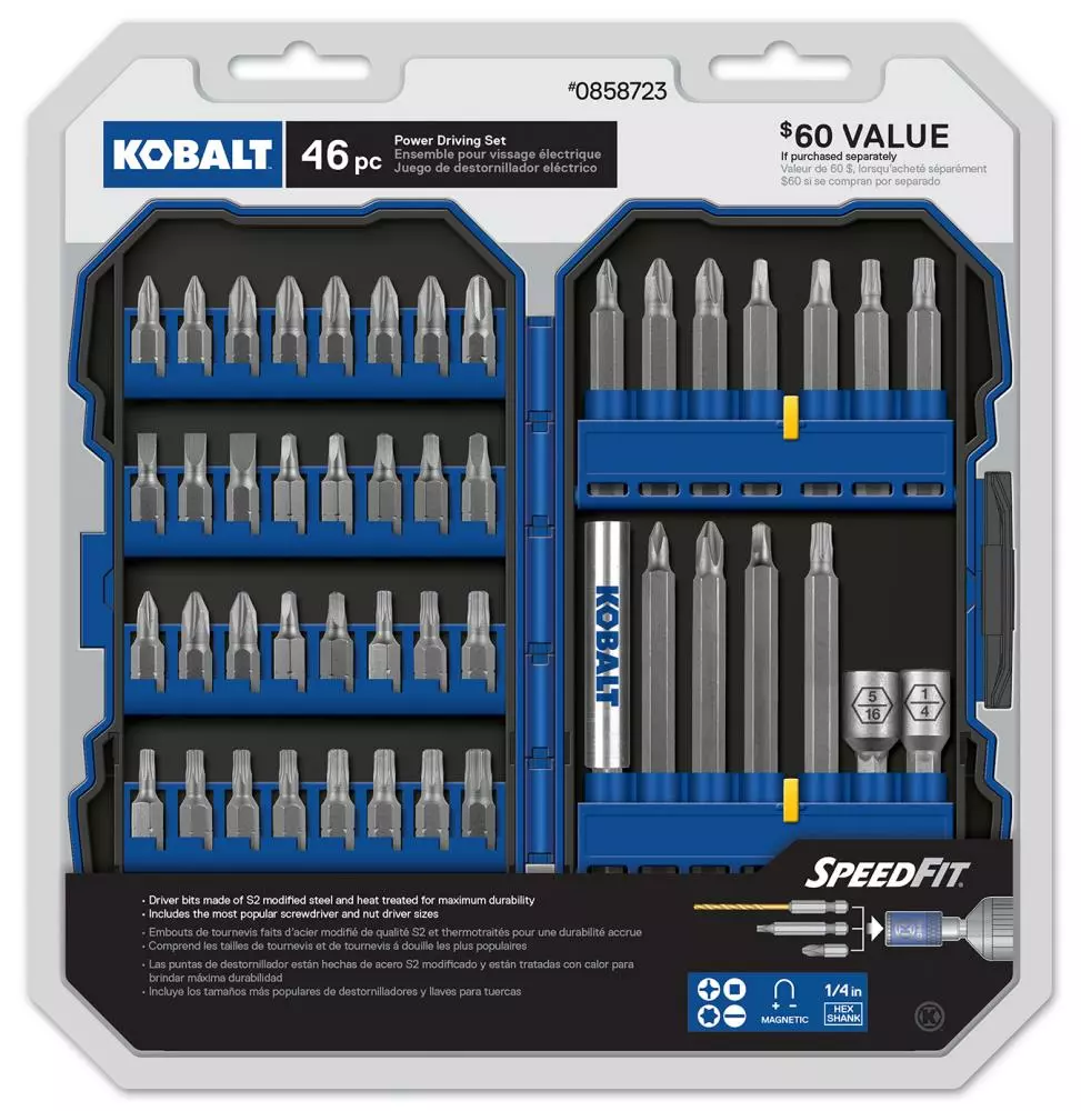 Kobalt Set Steel Hex Shank Screwdriver Bit Set (46-Piece) - Power Tool Accessories
