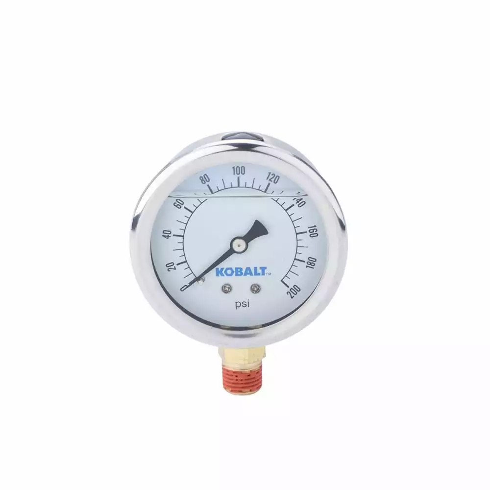 Kobalt 1/4 In. 200-PSI Filled Bottom Mount -Gauge - Air Tools & Compressors