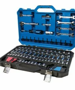 Kobalt 129-Piece Standard (SAE) and Metric Combination Polished Chrome Mechanics Tool Set (1/4-in; 3/8-in) - Hand Tools