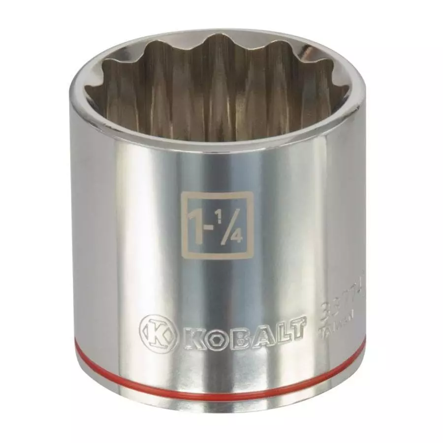 Kobalt Standard (SAE) 1/2-in Drive 12-point 1-1/4-in Shallow Socket - Hand Tools