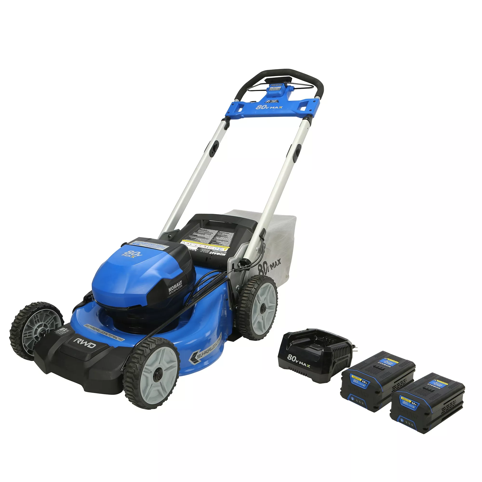 Kobalt 80-Volt Max Brushless 21-in Self-propelled Cordless Electric Lawn Mower 4 Ah (Battery & Charger Included) - Outdoor Tools & Equipment