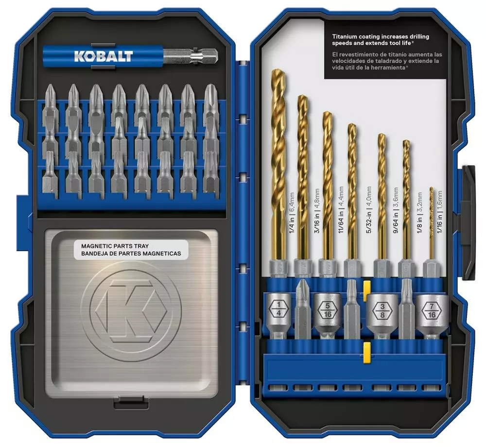 Kobalt 40-Piece Assorted Set Titanium Coated Hss Twist Drill Bit Set - Power Tool Accessories