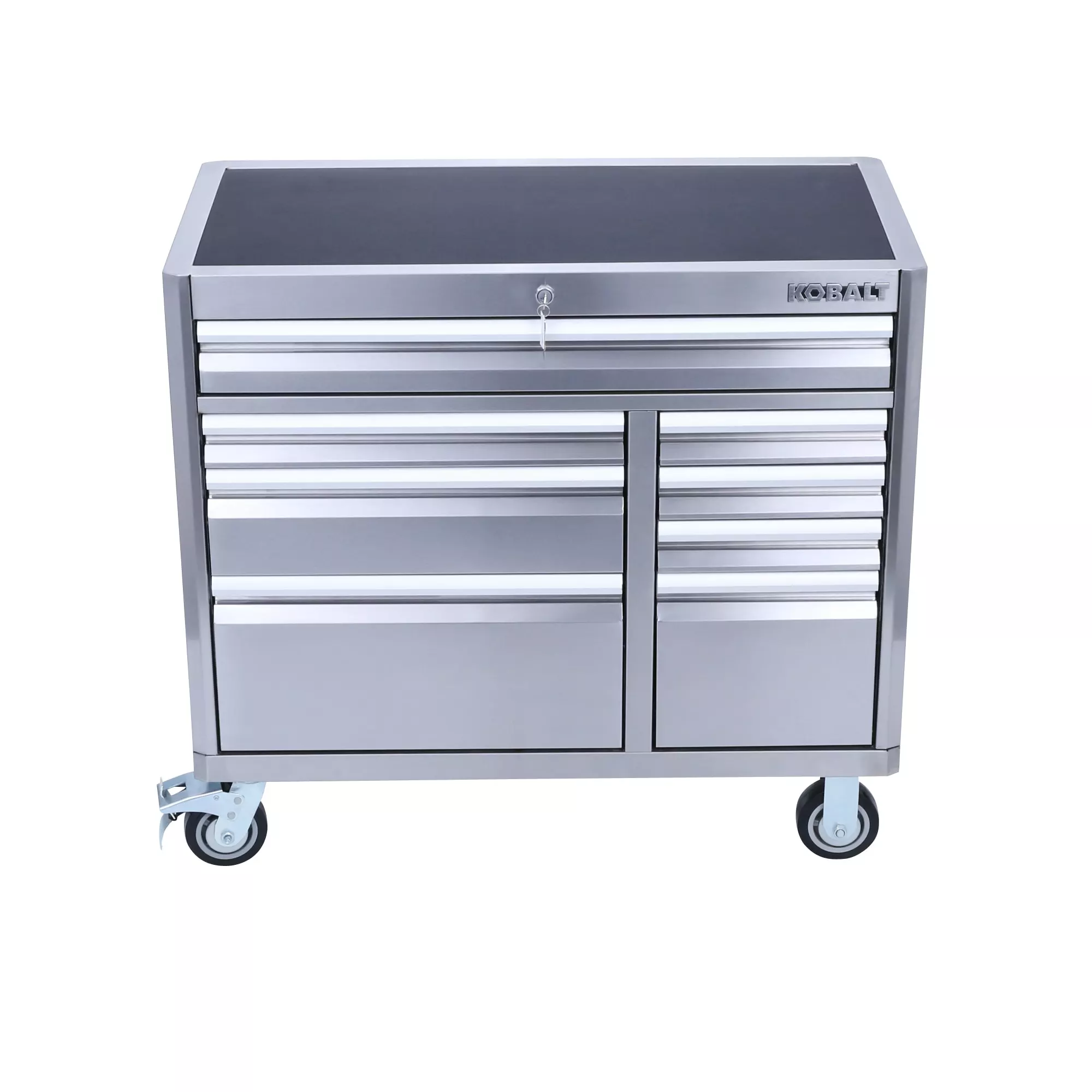 Kobalt 3000 Series 41-in W x 37.5-in H 8-Drawer Stainless Steel Rolling Tool Cabinet (Stainless Steel) - Tool Storage & Work Benches