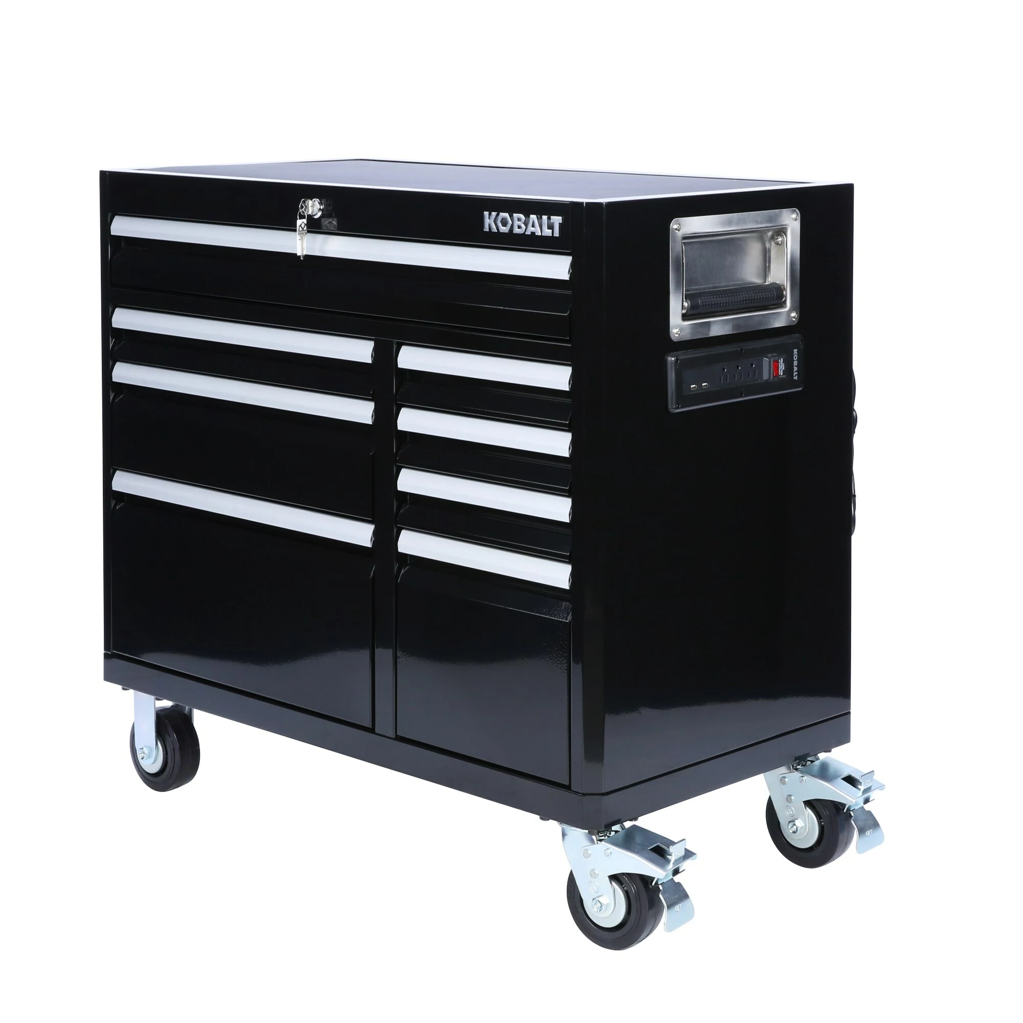 Kobalt 3000 Series 41-in W x 37.5-in H 8-Drawer Steel Rolling Tool Cabinet (Black) - Tool Storage & Work Benches - Image 3