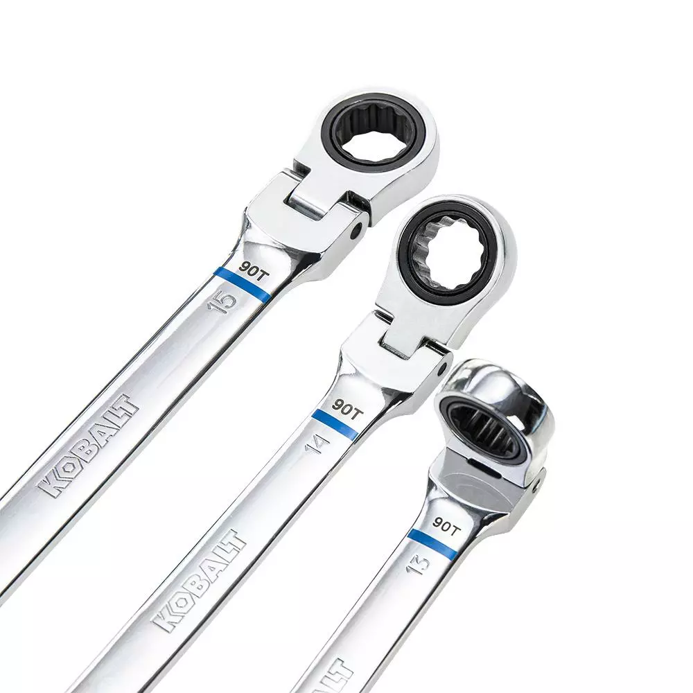 Kobalt 8-Piece Set 12-Point Metric Flexible Head Ratchet Wrench Set - Hand Tools - Image 3