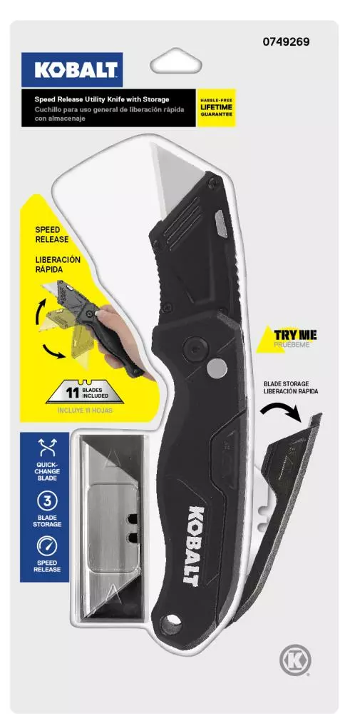 Kobalt Speed Release 10-Blade Folding Utility Knife with On Tool Blade Storage - Hand Tools - Image 4
