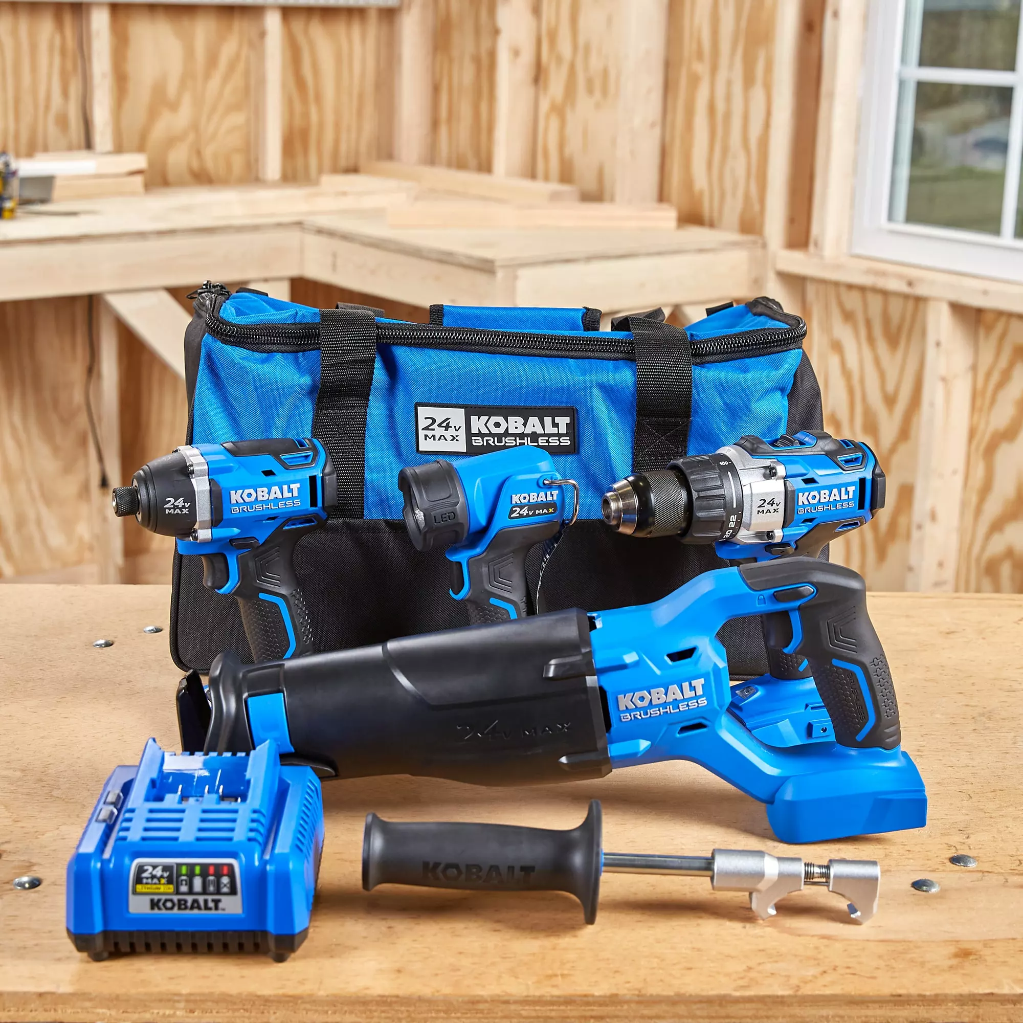 Kobalt 4-Tool 24-Volt Max Brushless Power Tool Combo Kit with Soft Case (1-Battery Included and Charger Included) - Power Tools - Image 8