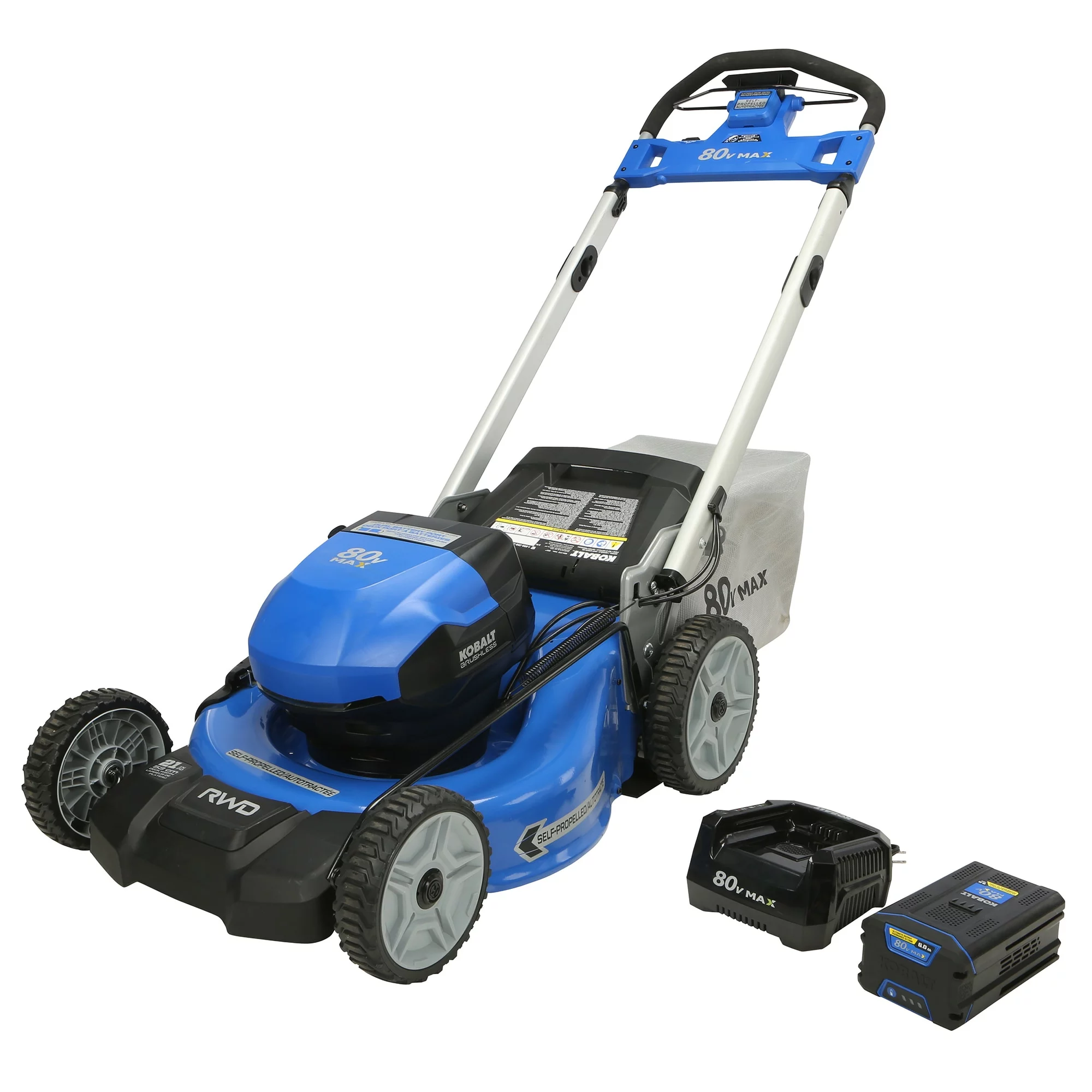 Kobalt 80-Volt Max Brushless 21-in Self-propelled Cordless Electric Lawn Mower 6 Ah (Battery and Charger Included) - Outdoor Tools & Equipment