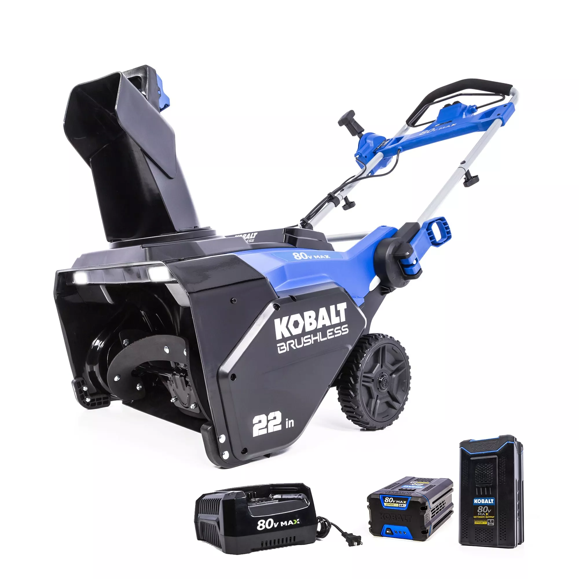 Kobalt 80-Volt Max 22-in Single-stage Cordless Electric Snow Blower 4-Hours Ah (Battery Included) - Outdoor Tools & Equipment