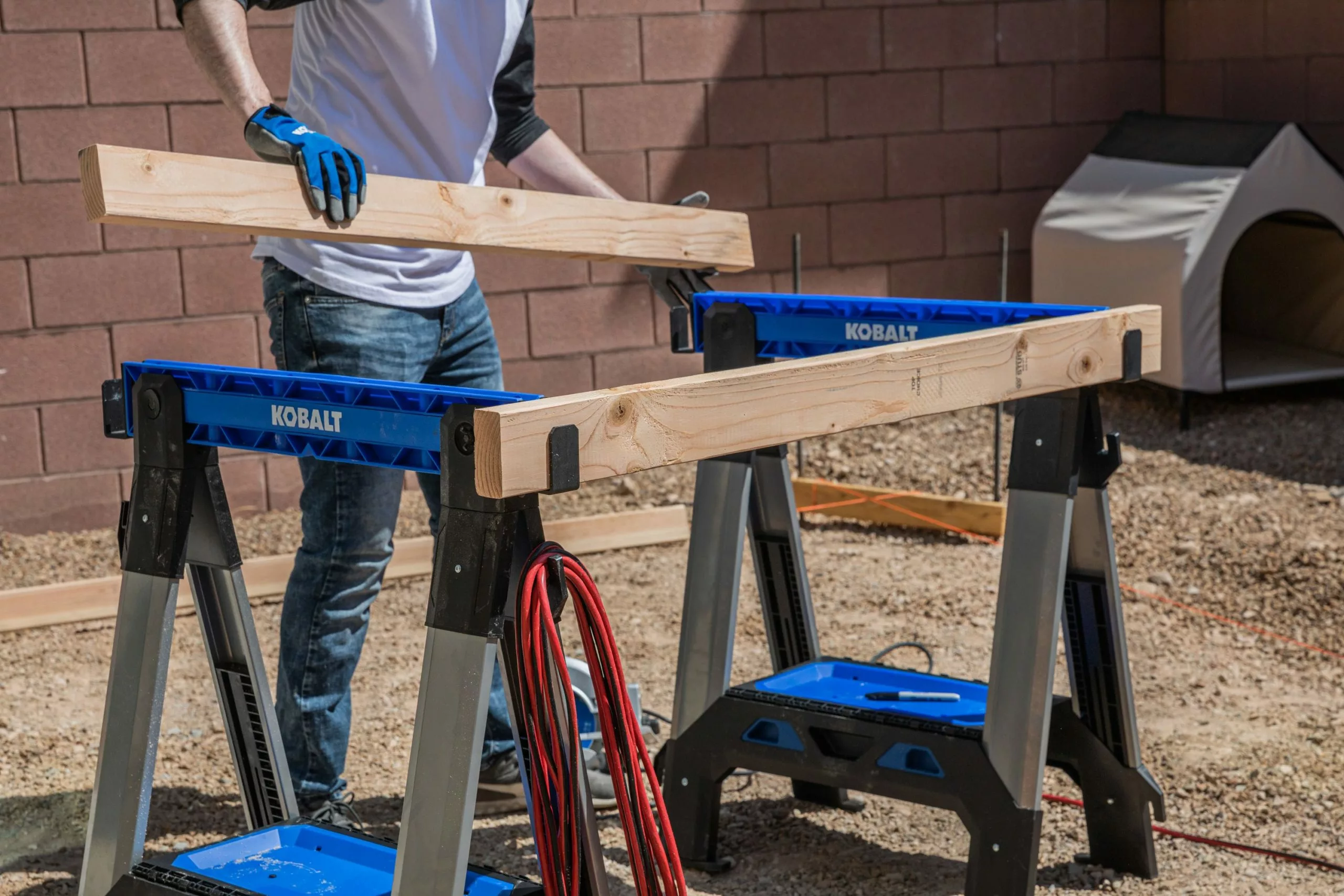 Kobalt 30.63-in W x 33.5-in H Adjustable Pp and Steel Construction Saw Horse (1000-lb Capacity) - Tool Storage & Work Benches - Image 12